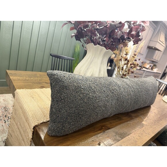 Textured Boucle Lumbar Decorative Throw Pillow Dark Gray - Casaluna NEW - Picture 3 of 9